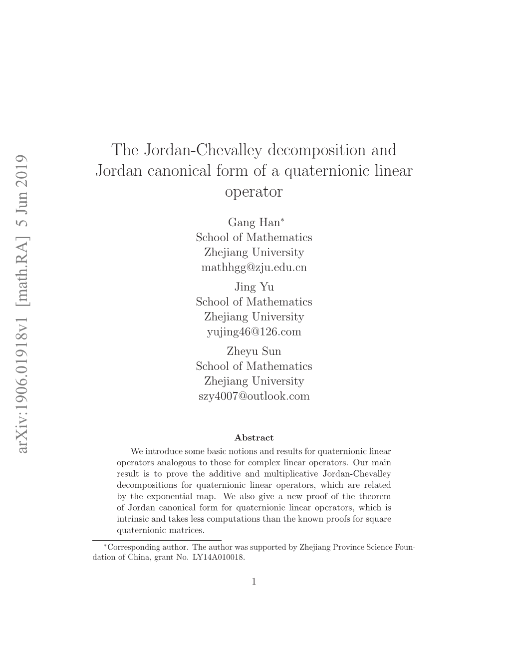 The Jordan-Chevalley Decomposition and Jordan Canonical Form of A