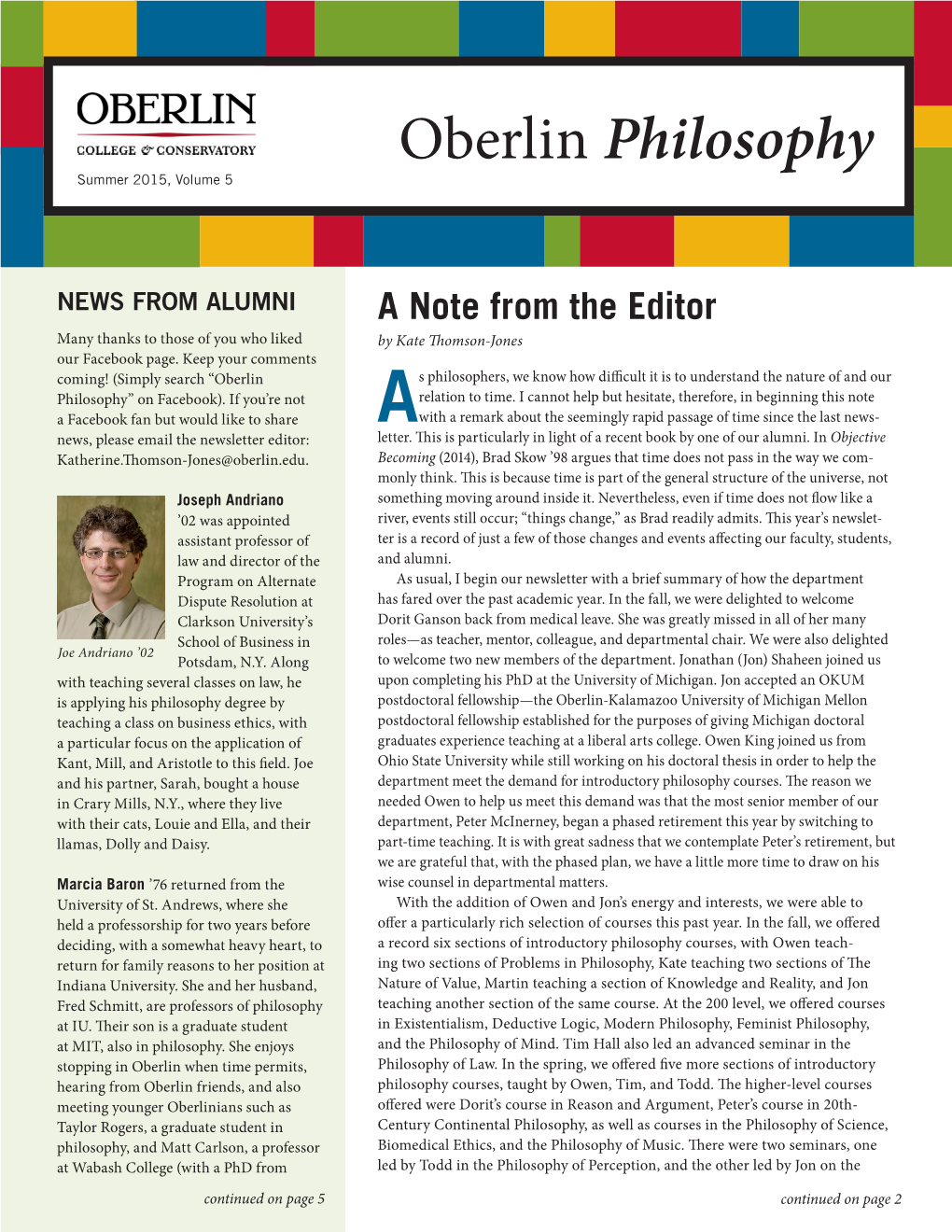 Oberlin Philosophy Summer 2015, Volume 5