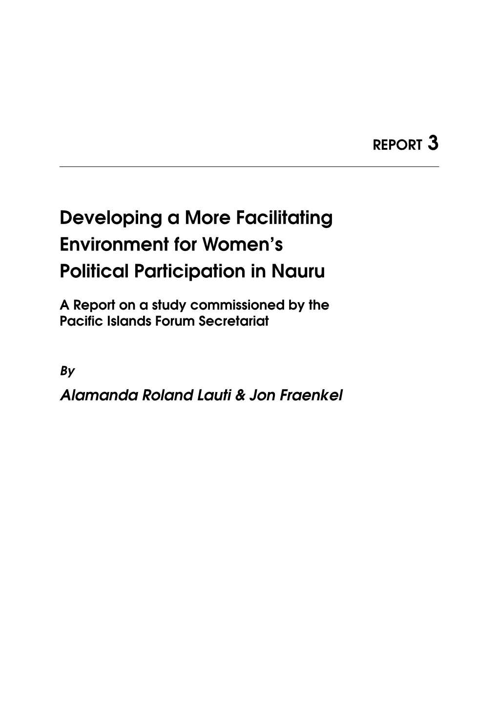 Developing a More Facilitating Environment for Women's Political