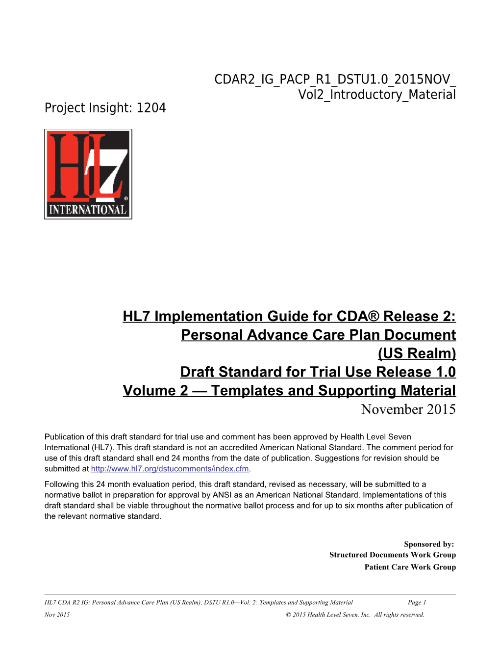 HL7 Implementation Guide for CDA Release 2