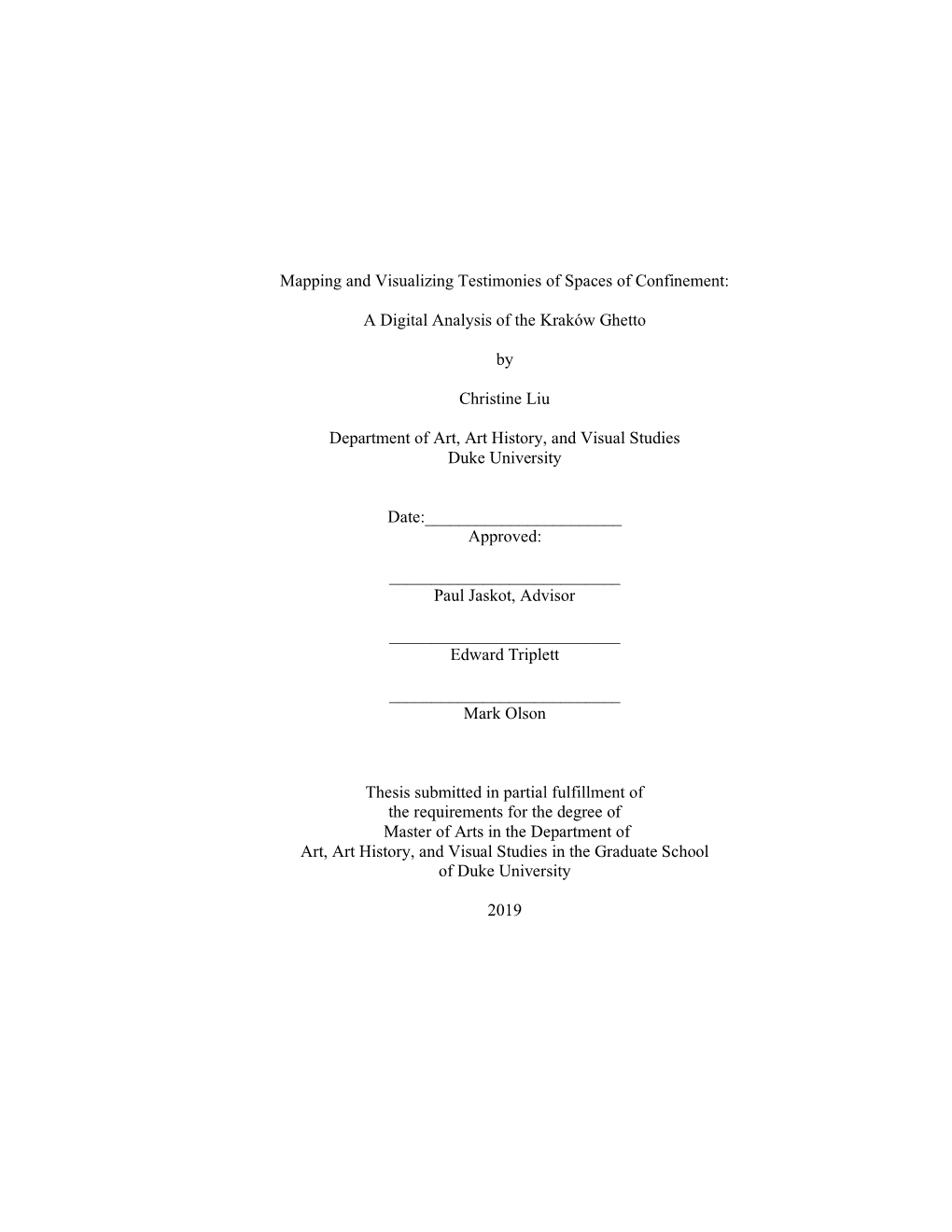 Duke University Dissertation Template