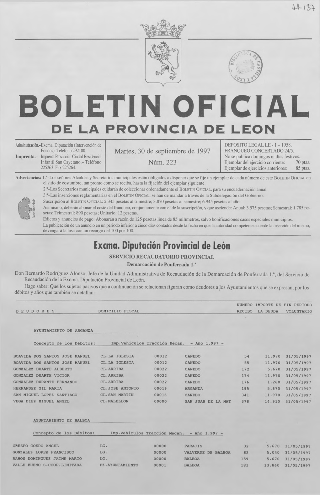 Boletin Oficial De La Provincia De Leon