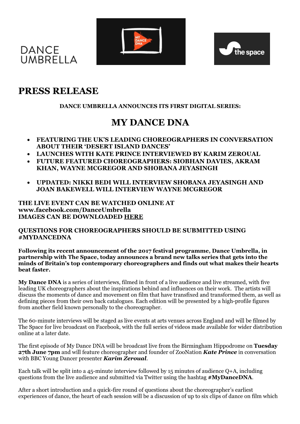 Press Release My Dance
