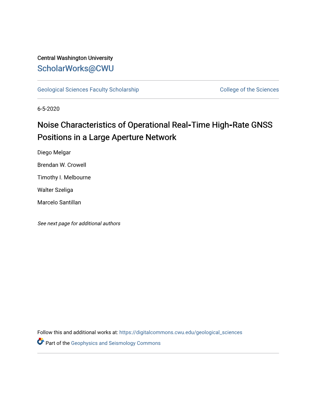 Noise Characteristics of Operational Real‐Time High‐Rate GNSS Positions in a Large Aperture Network