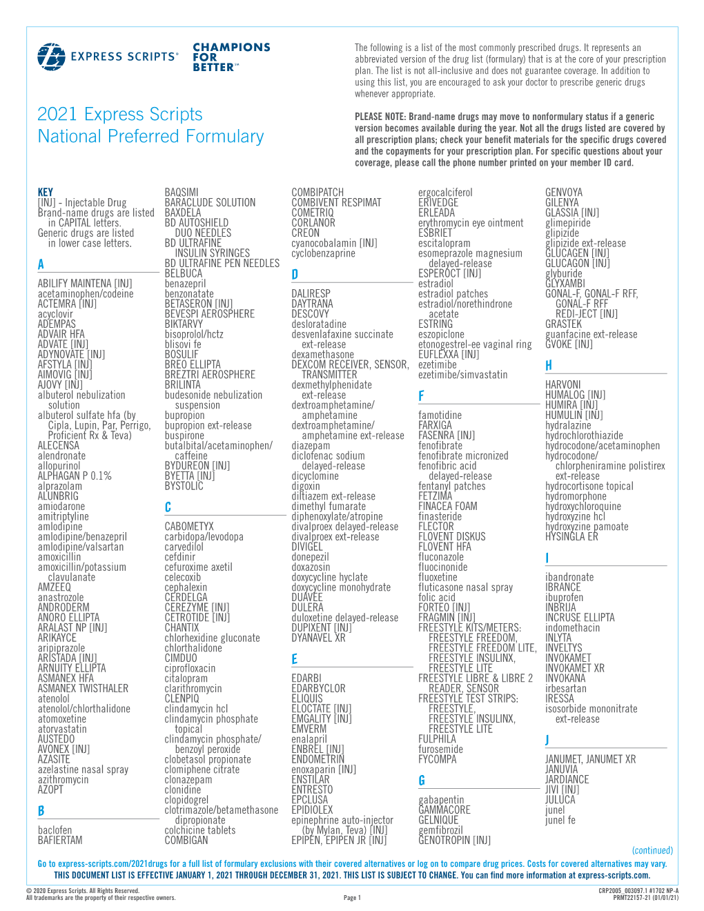 2021 Express Scripts National Preferred Formulary