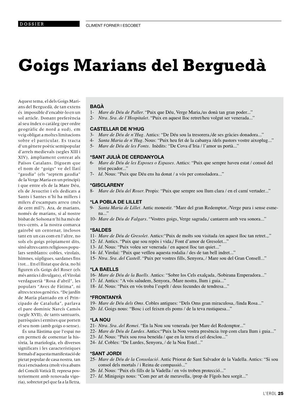 Goigs Marians Del Berguedà