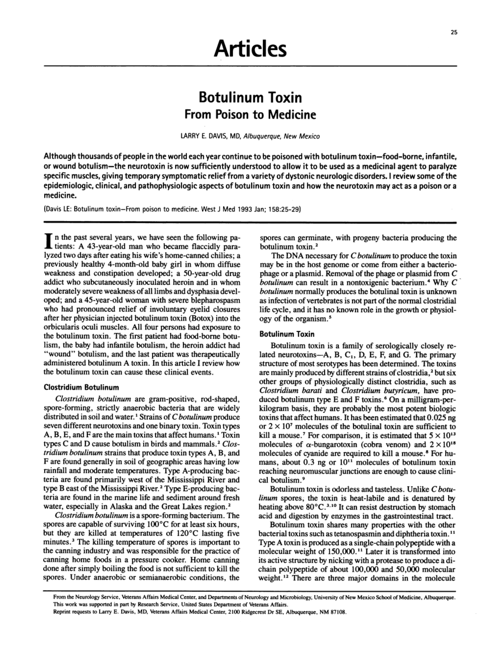 Botulinum Toxin from Poison to Medicine