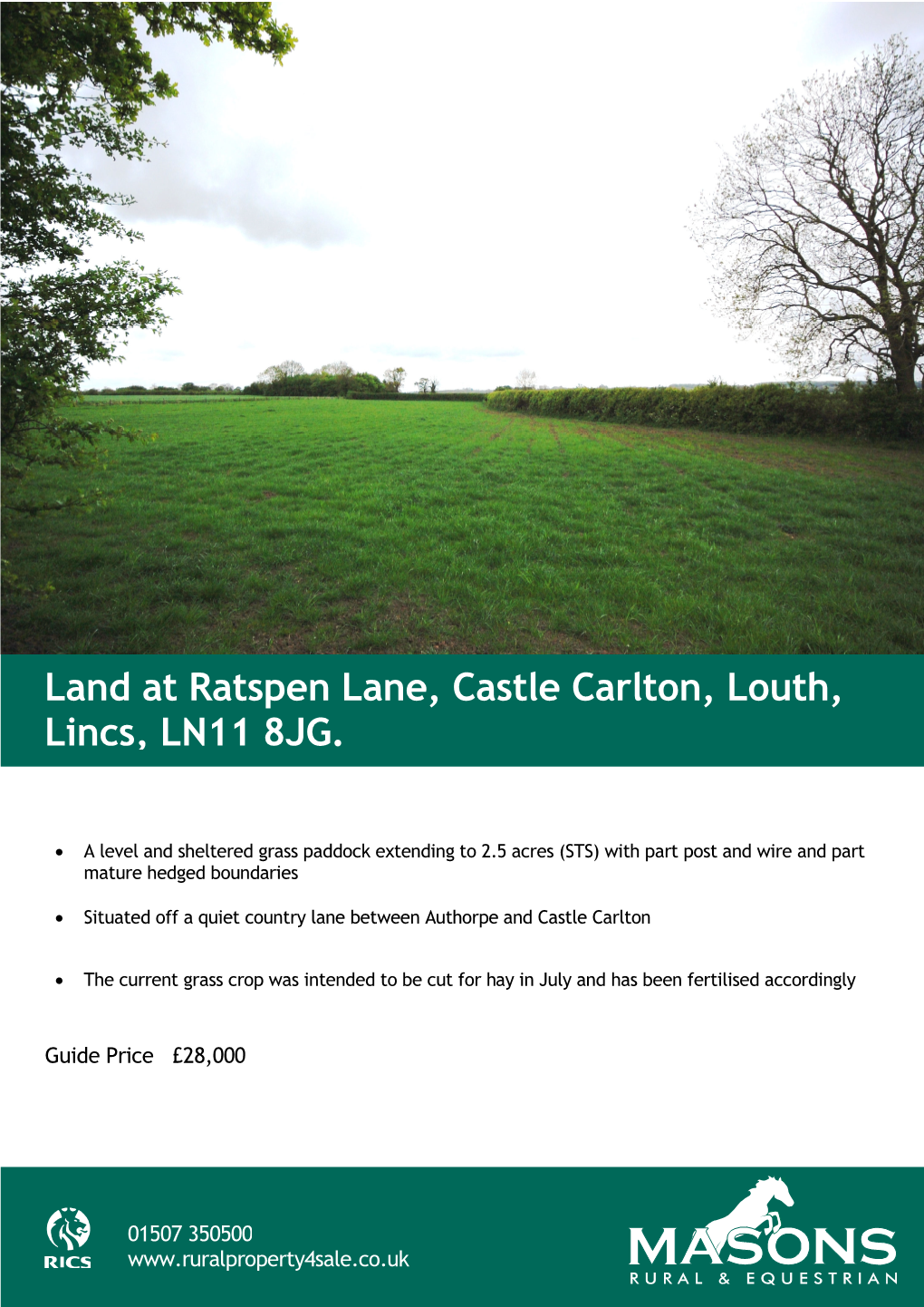 Land at Ratspen Lane, Castle Carlton, Louth, Lincs, LN11 8JG
