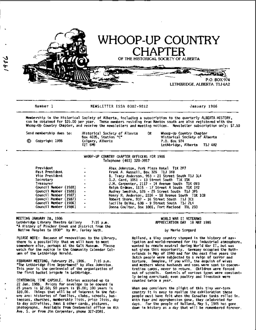 Whoop-Up Country Chapter of the Historical Society of Alberta