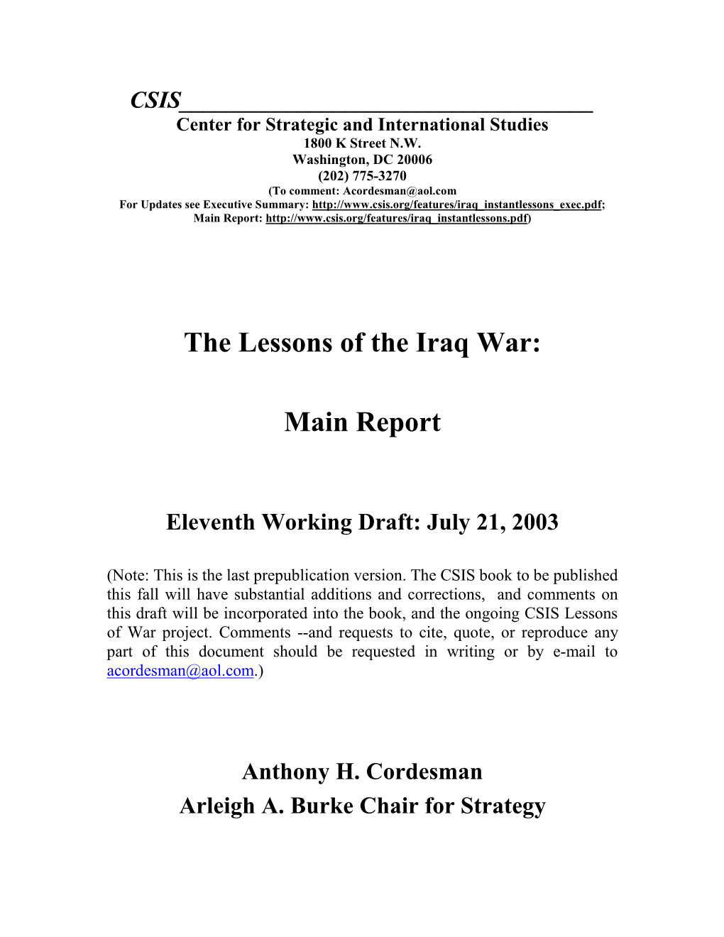 The Lessons of the Iraq War