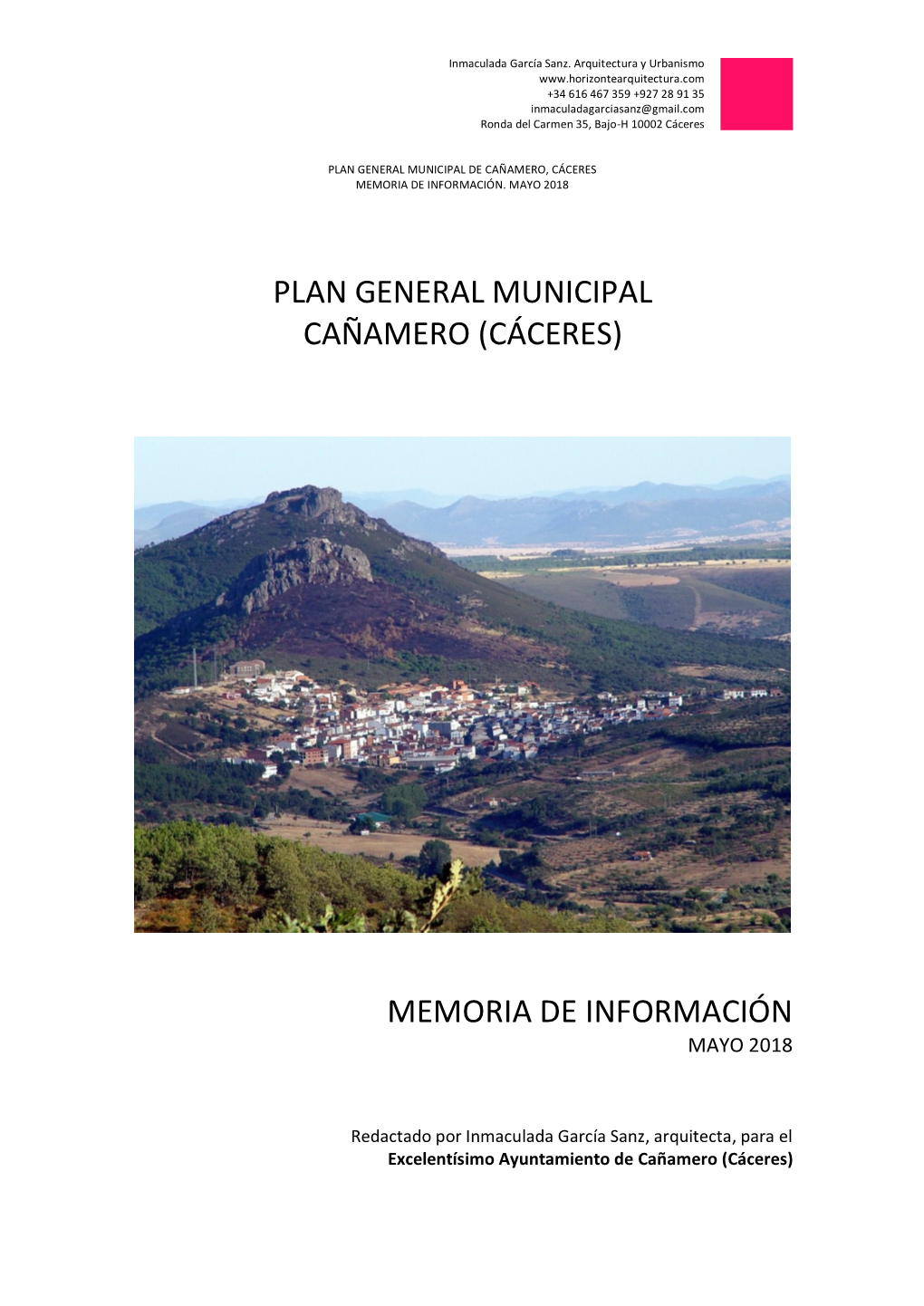 Plan General Municipal Cañamero (Cáceres)