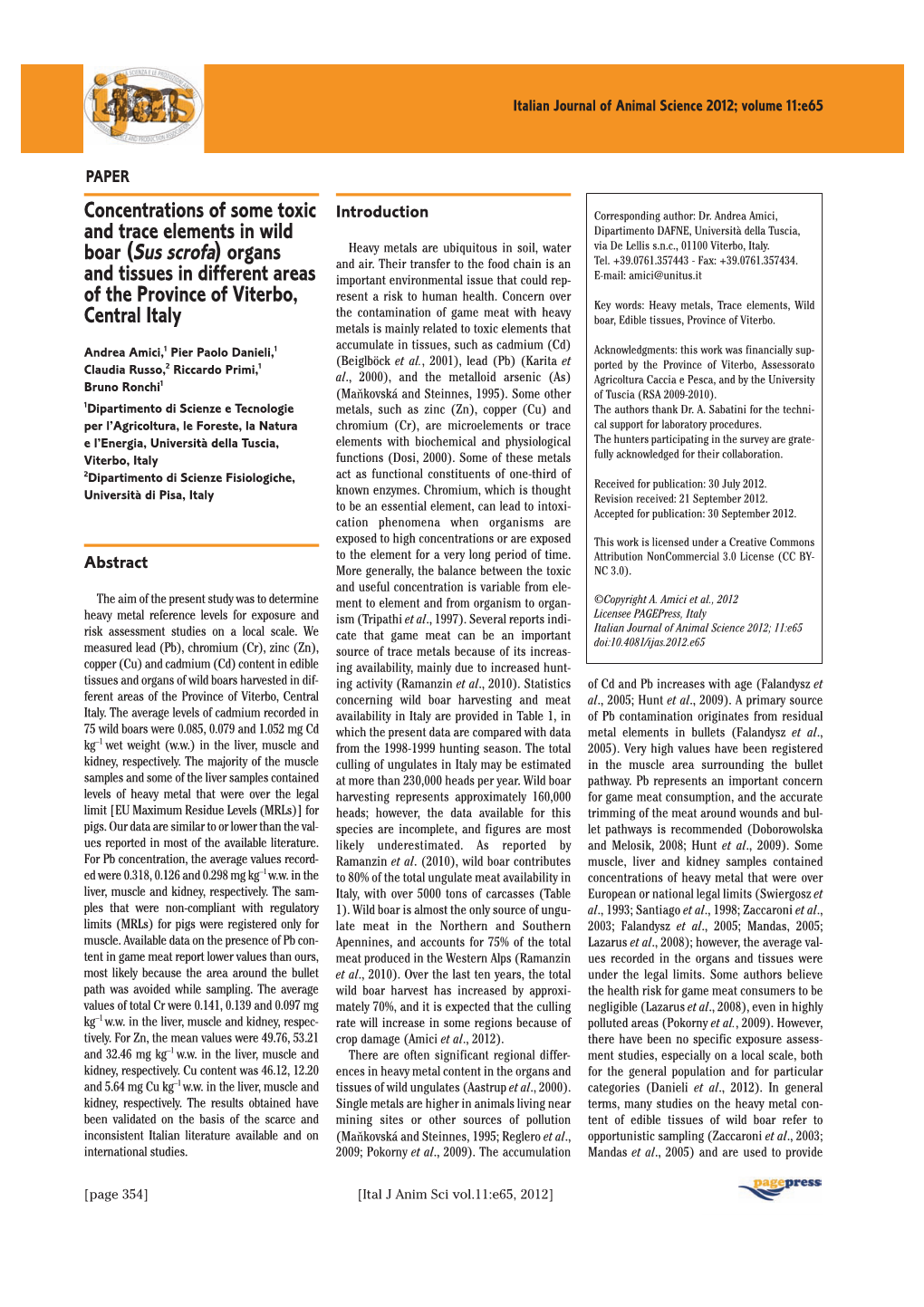 Concentrations of Some Toxic and Trace Elements