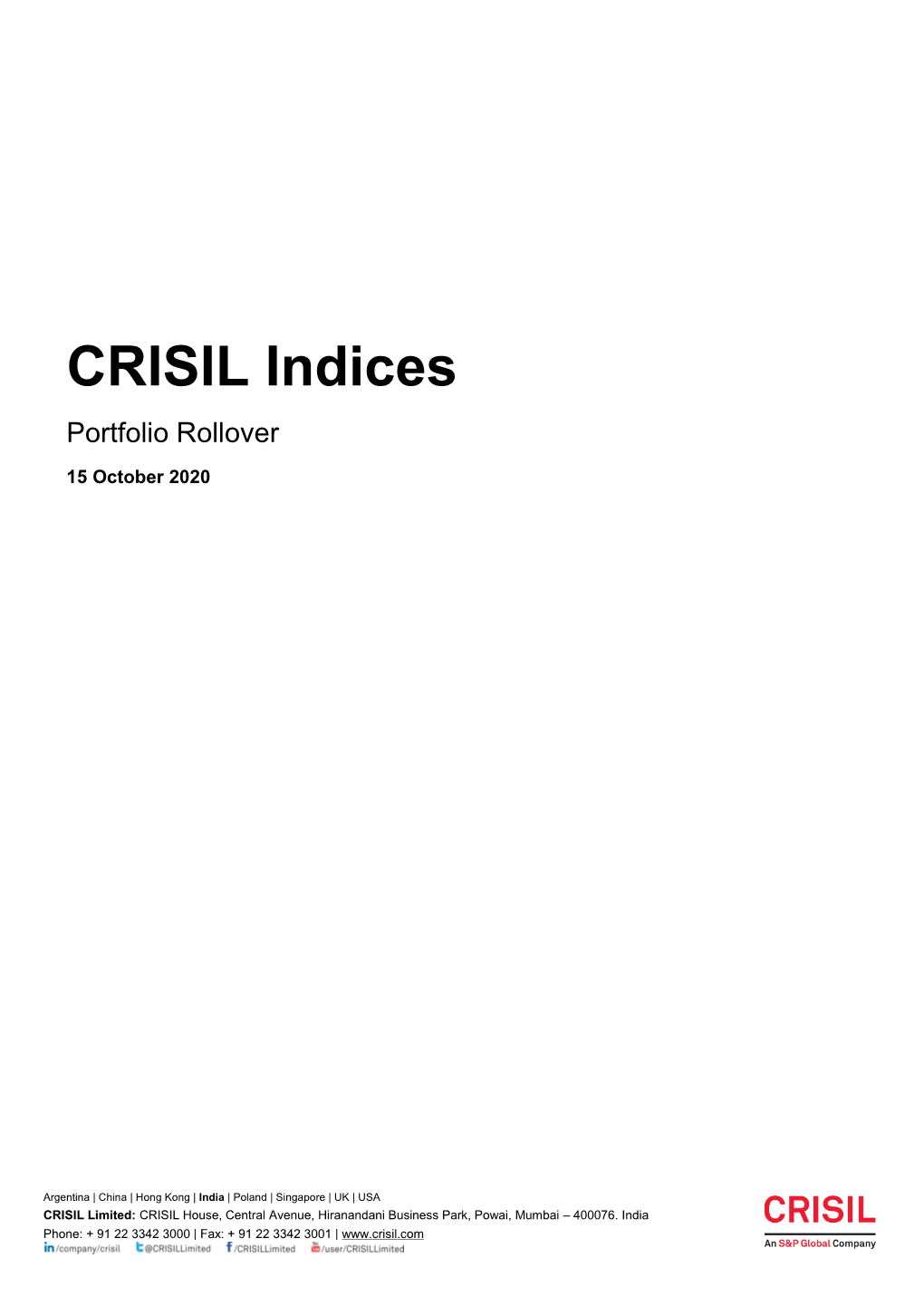 CRISIL Indices Portfolio Rollover