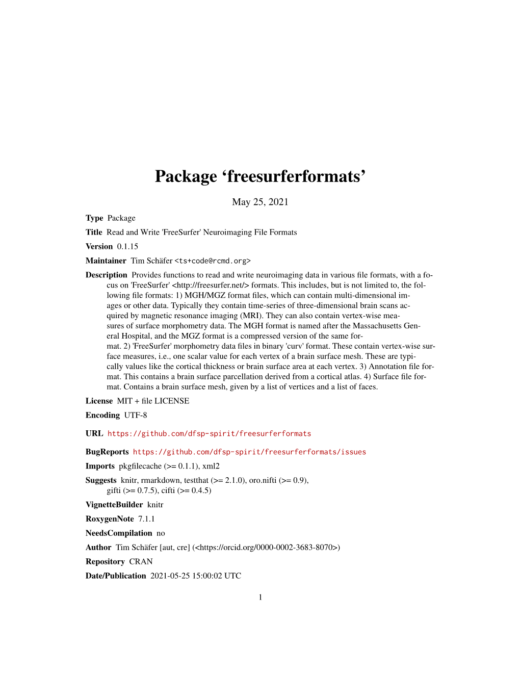 Package 'Freesurferformats'