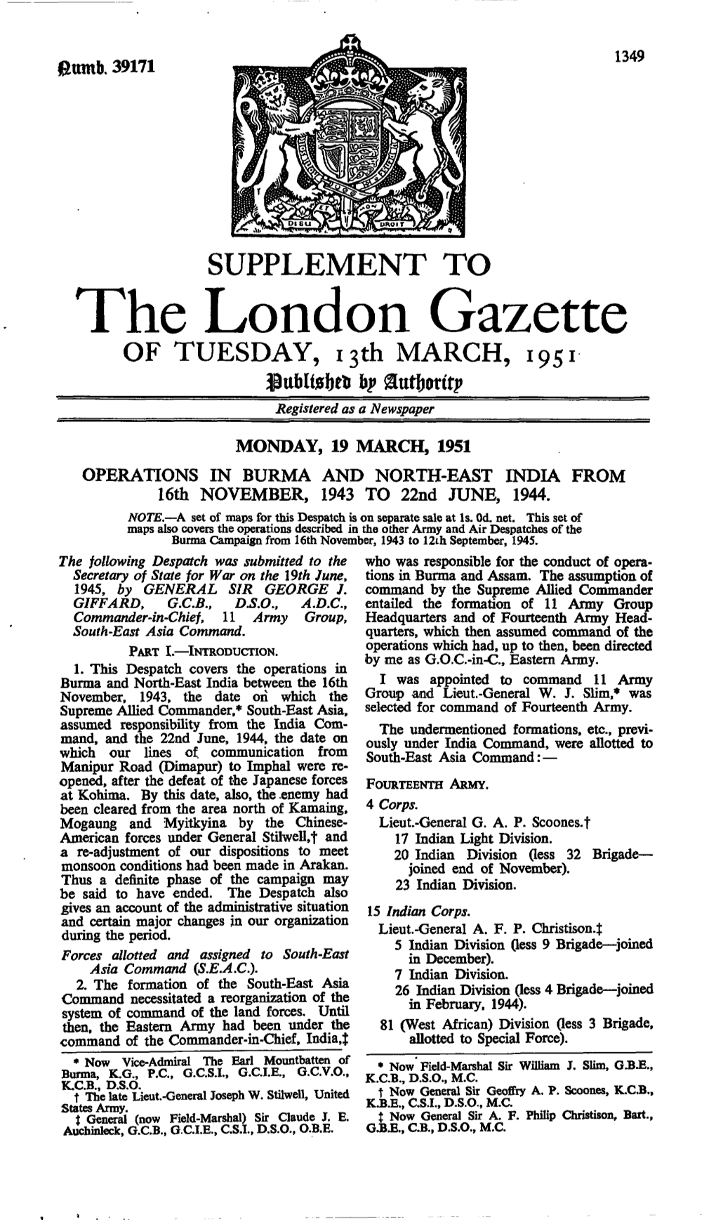 SUPPLEMENT to the London Gazette of TUESDAY, I3th MARCH, 1951 Bp Gutftortq> Registered As a Newspaper