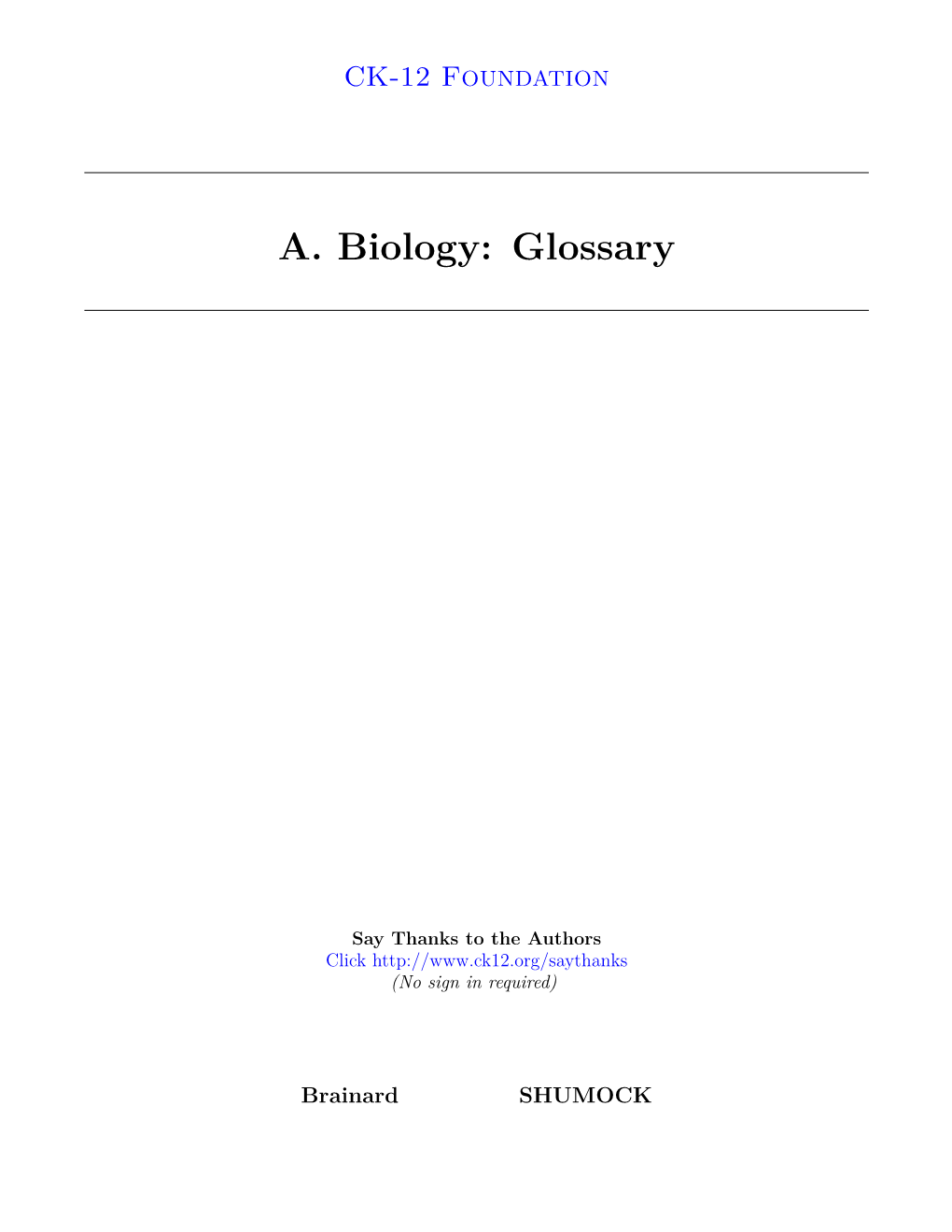 A. Biology: Glossary