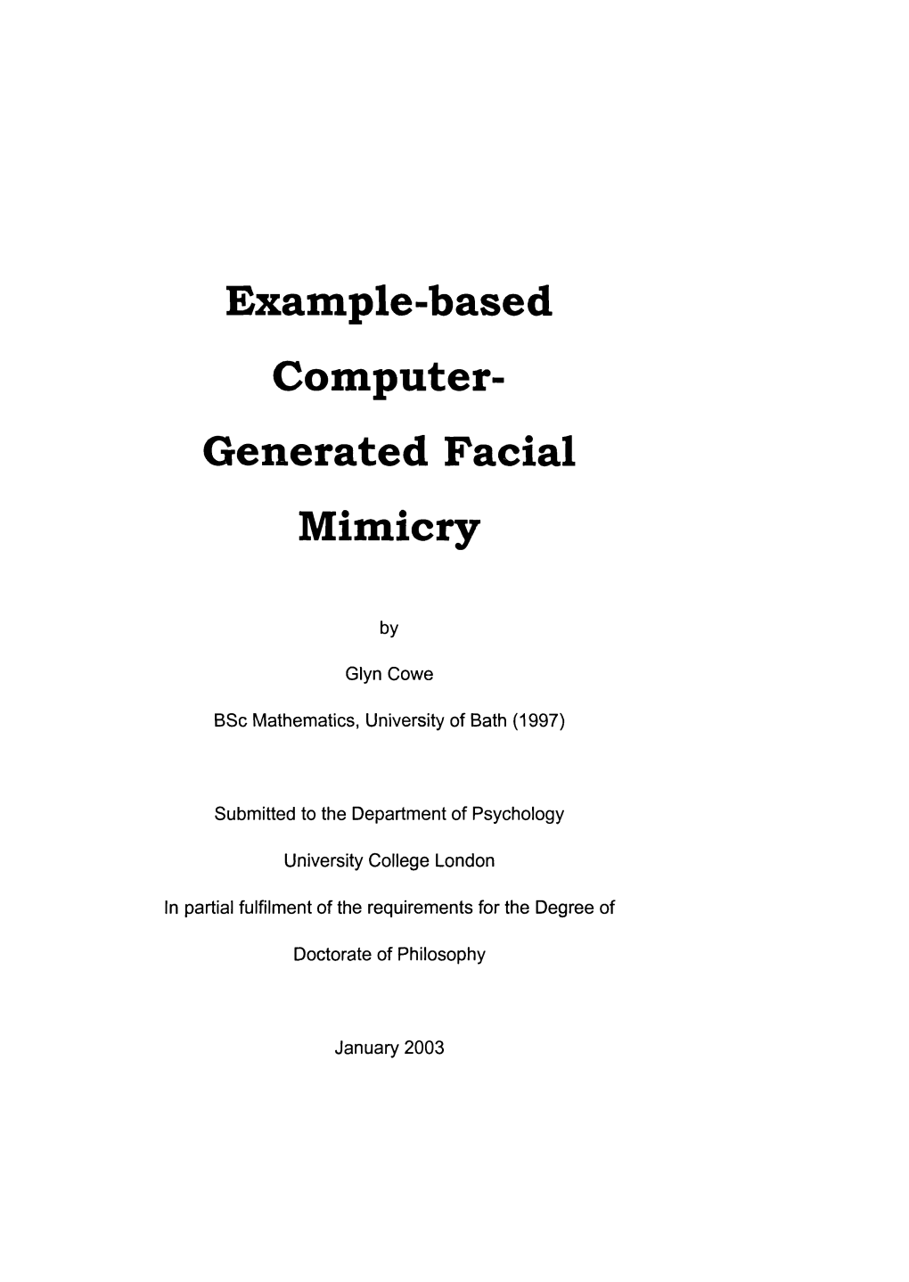 Example-Based Computer-Generated Facial Mimicry