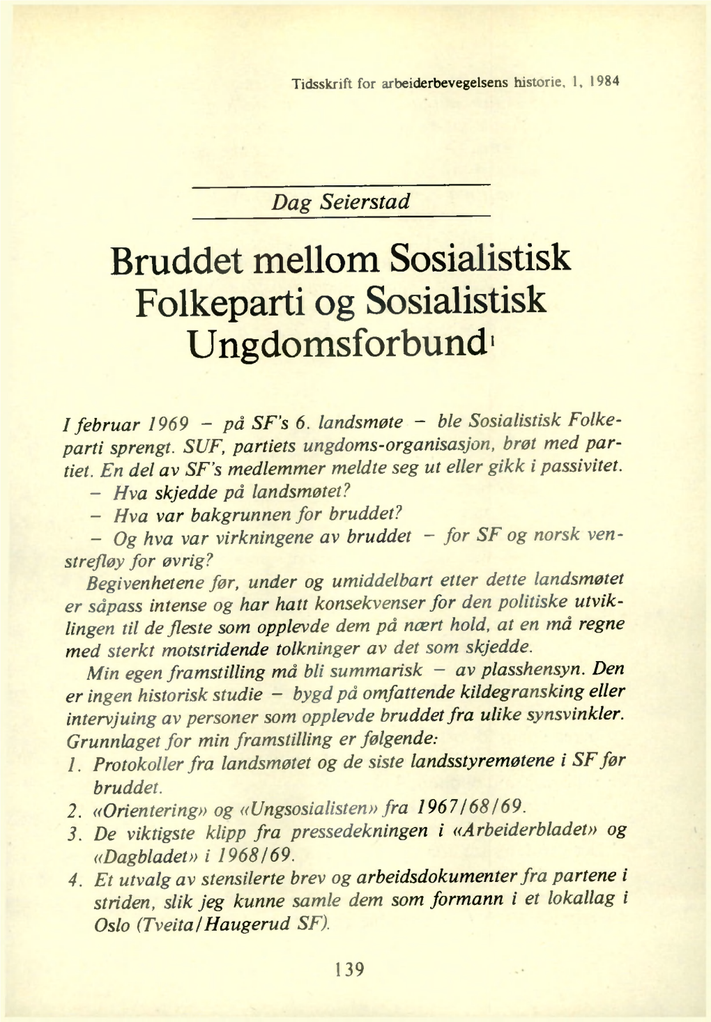 Bruddet Mellom Sosialistisk Folkeparti Og Sosialistisk Ungdomsforbund1