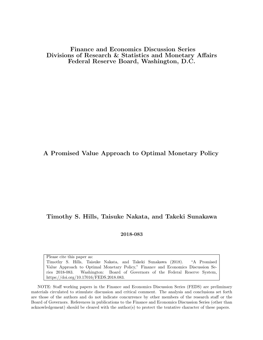 A Promised Value Approach to Optimal Monetary Policy