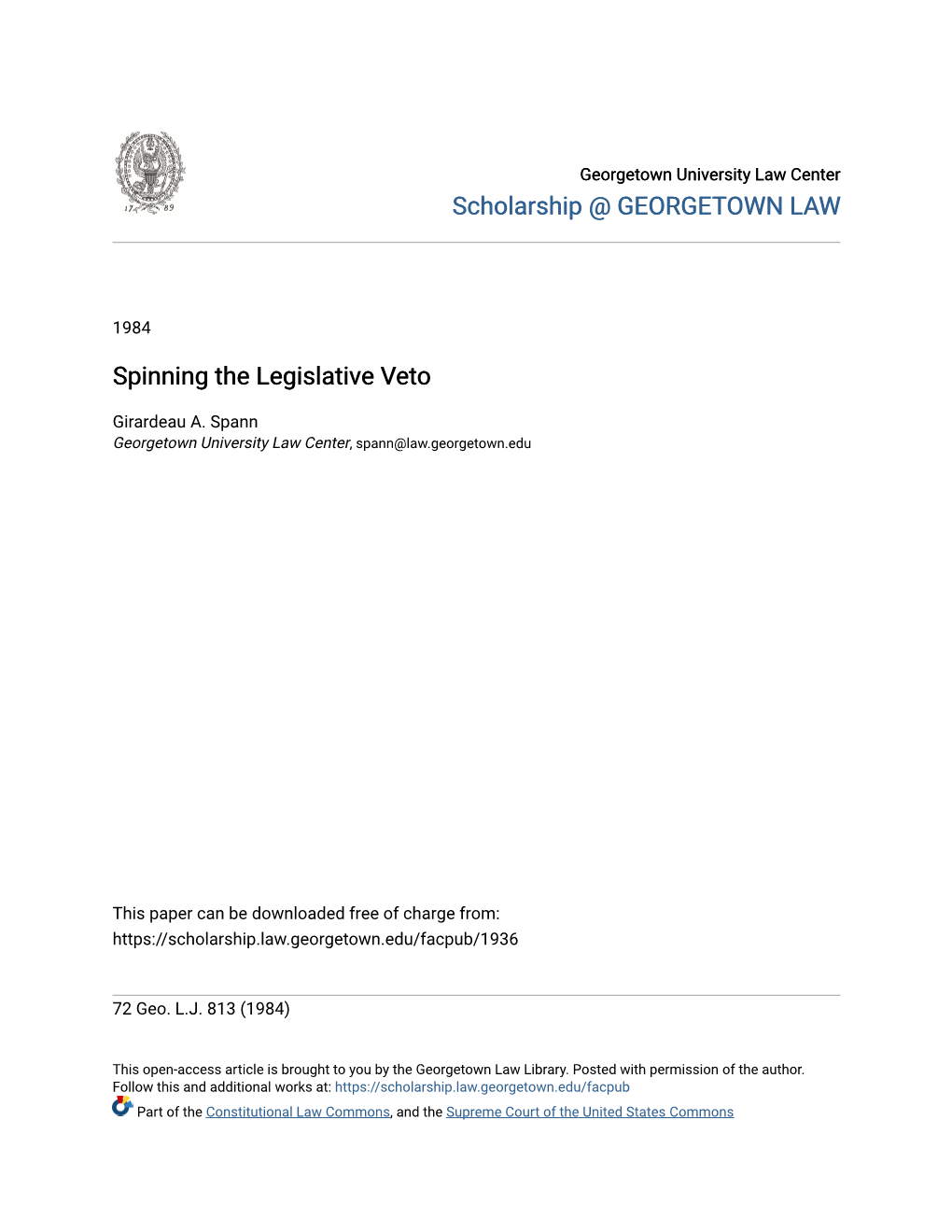 Spinning the Legislative Veto