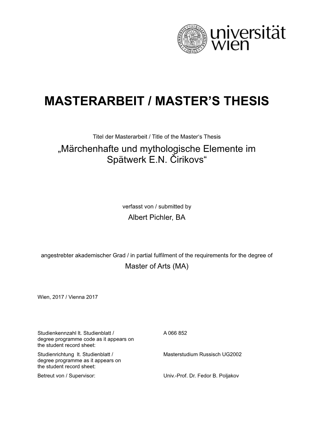 Masterarbeit / Master's Thesis