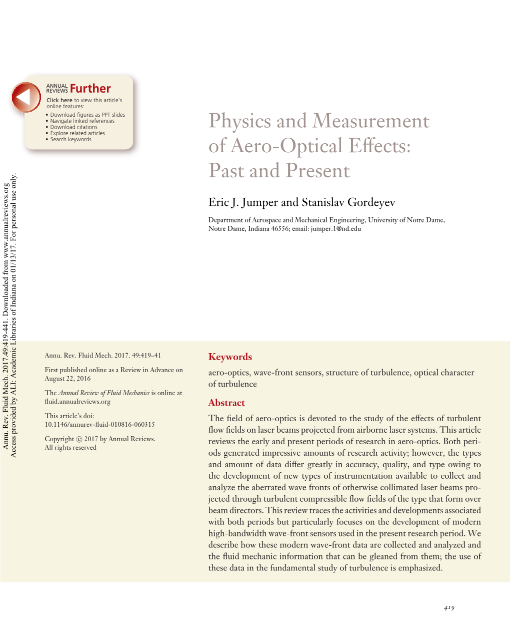 Physics and Measurement of Aero-Optical Effects: Past and Present Eric J
