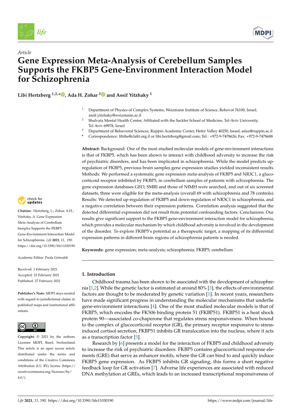 Gene Expression Meta-Analysis of Cerebellum Samples Supports the FKBP5 Gene-Environment Interaction Model for Schizophrenia