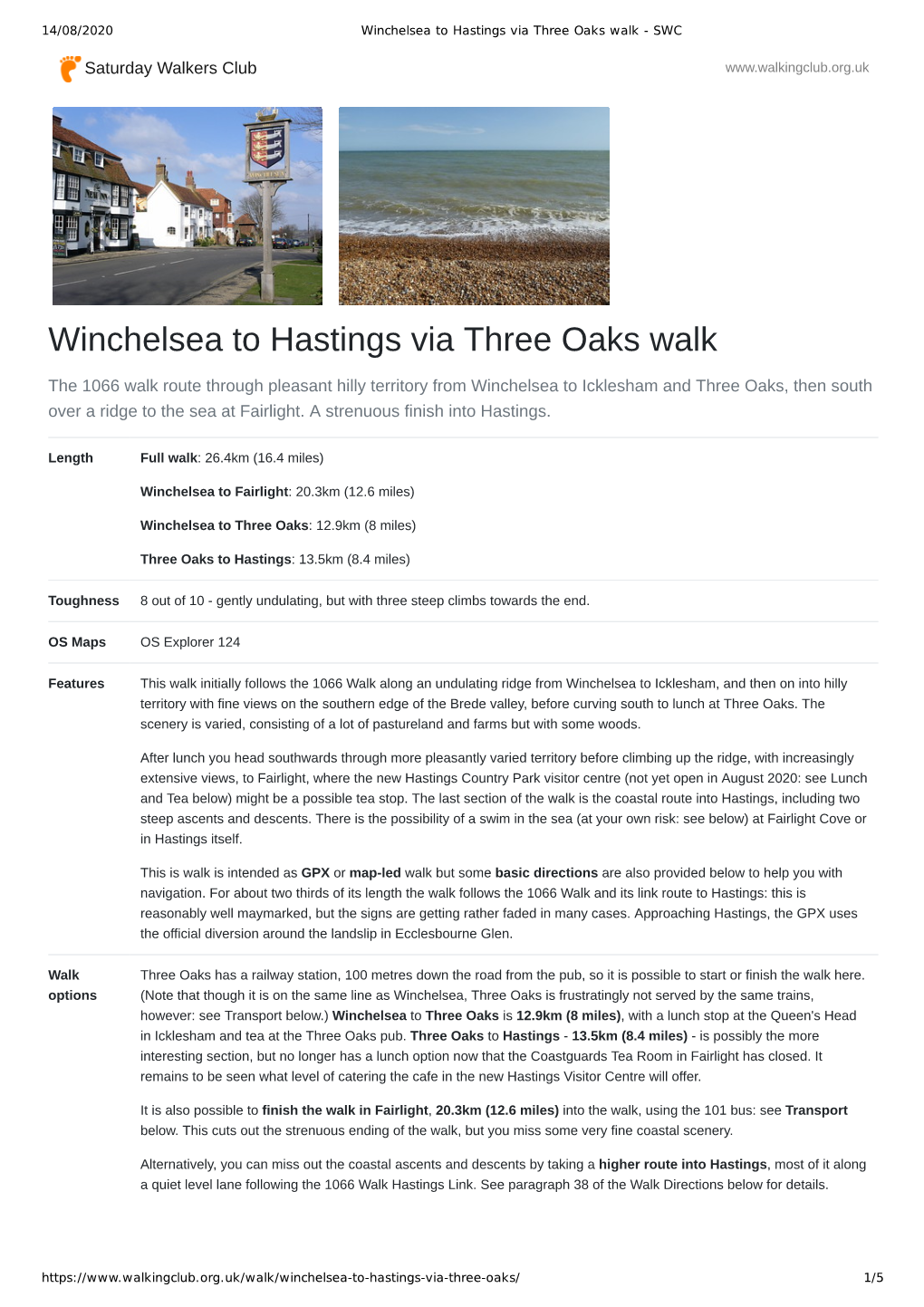 Winchelsea to Hastings Via Three Oaks Walk - SWC