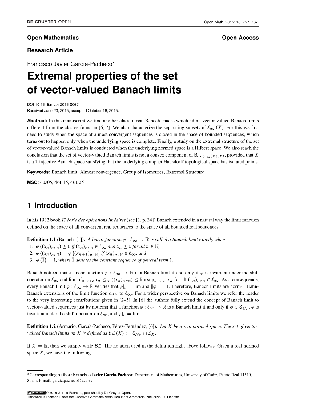 Extremal Properties of the Set of Vector-Valued Banach Limits