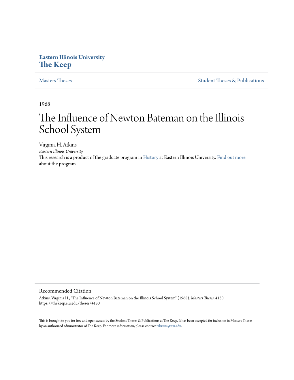 The Influence of Newton Bateman on the Illinois School System