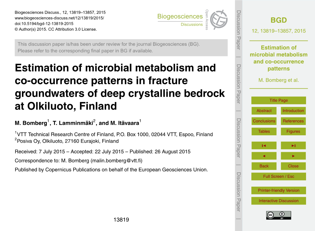 Estimation of Microbial Metabolism and Co-Occurrence Patterns