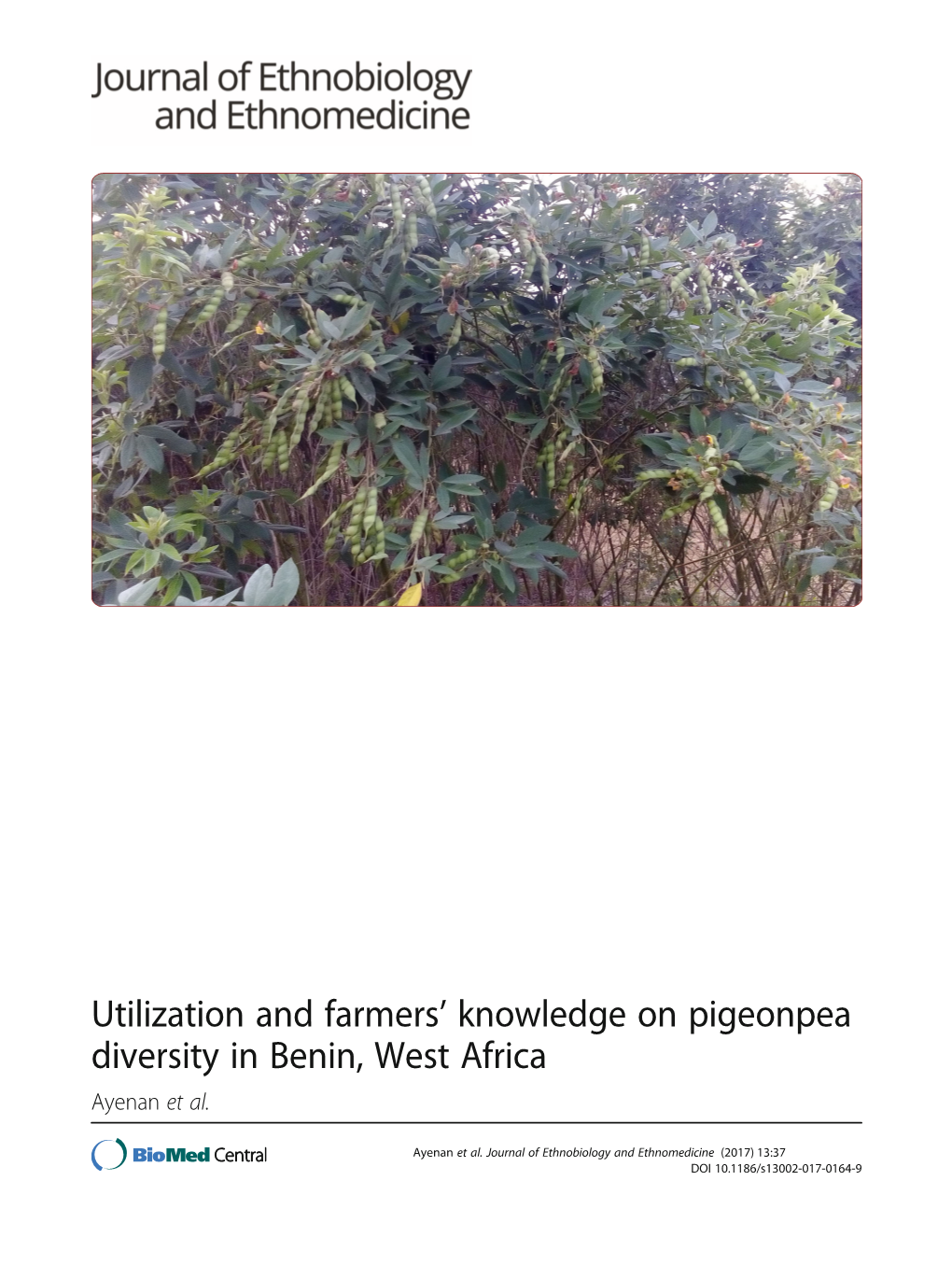 Utilization and Farmers' Knowledge on Pigeonpea Diversity in Benin, West