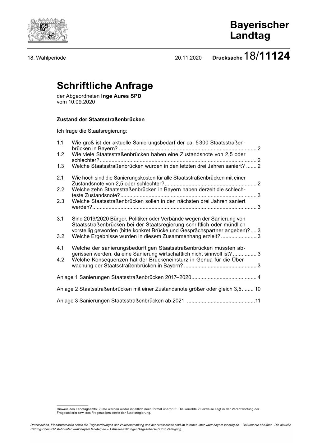 Schriftliche Anfrage Der Abgeordneten Inge Aures SPD Vom 10.09.2020