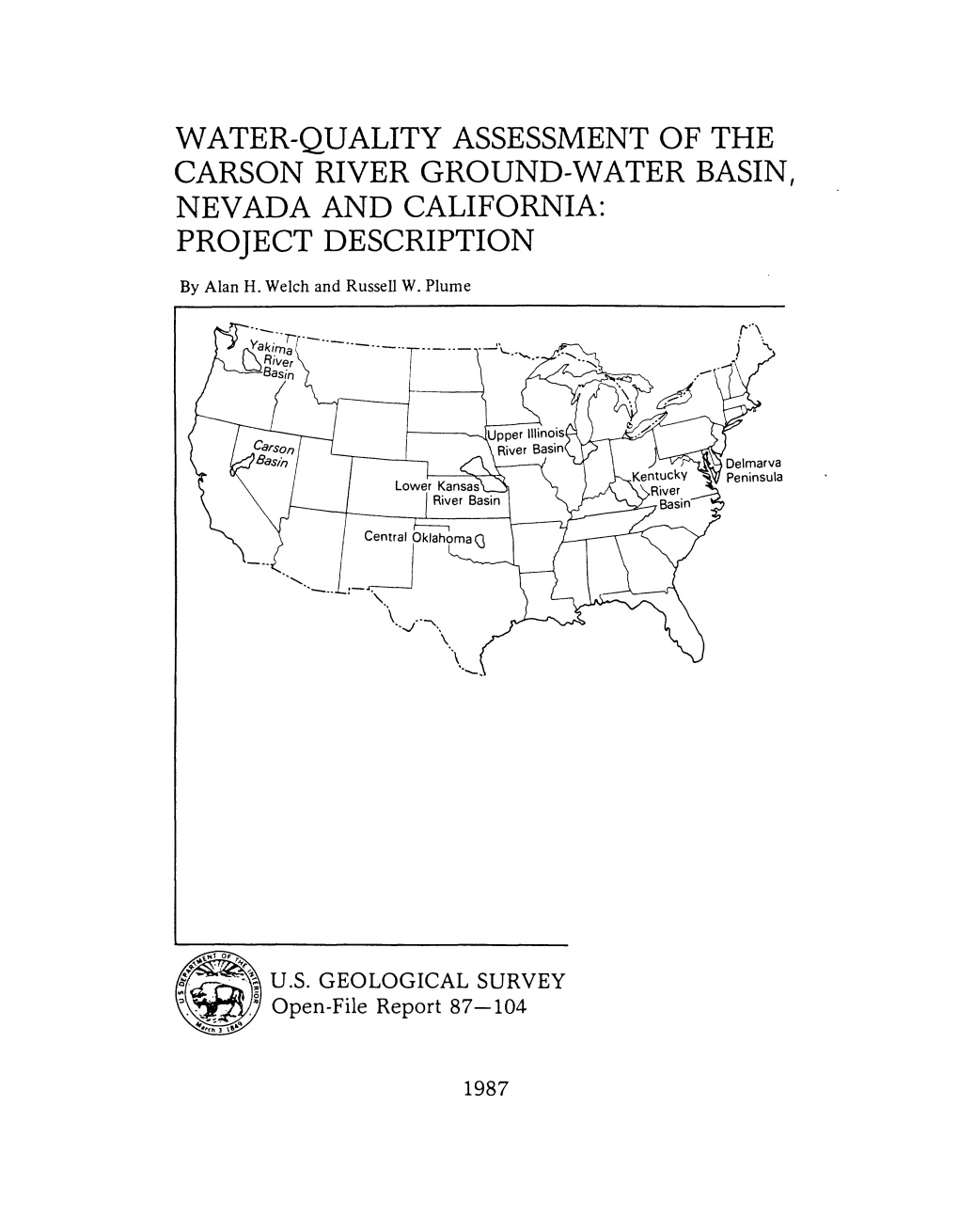 Water-Quality Assessment of the Carson River Ground-Water Basin, Nevada and California: Project Description