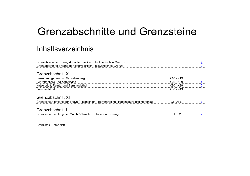 Grenzabschnitte Und Grenzsteine