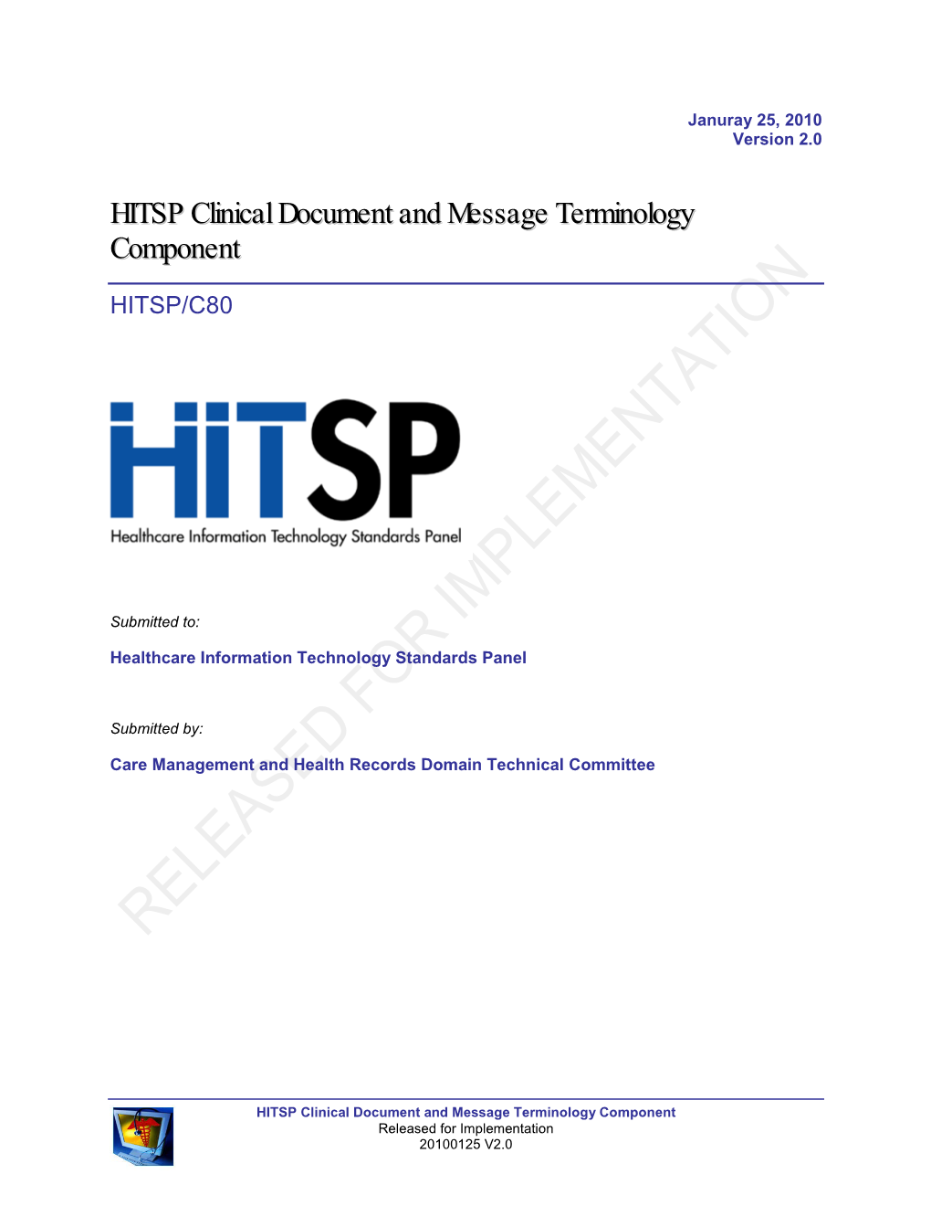 C80: HITSP Clinical Document and Message Terminology Component