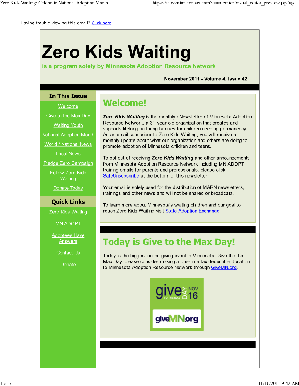 Zero Kids Waiting: Celebrate National Adoption Month