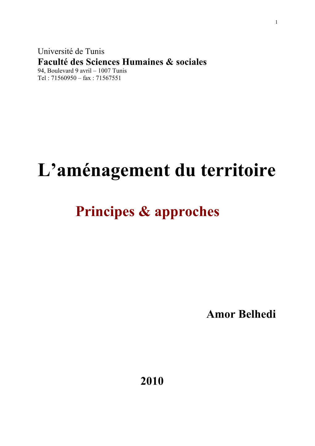 Aménagement Du Territoire