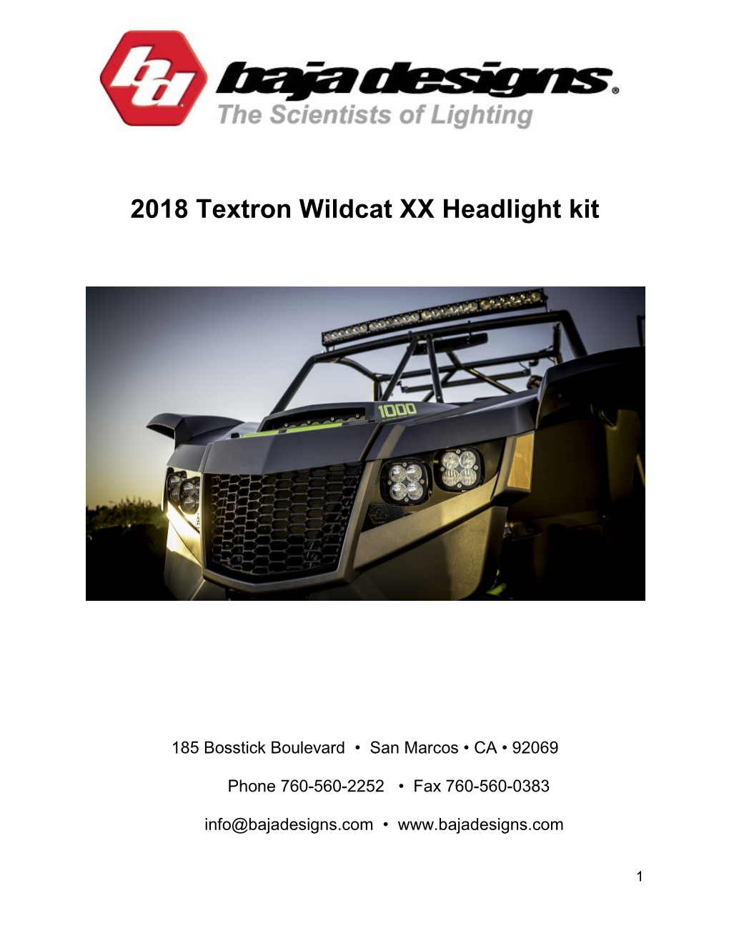 2018 Textron Wildcat XX Headlight Kit