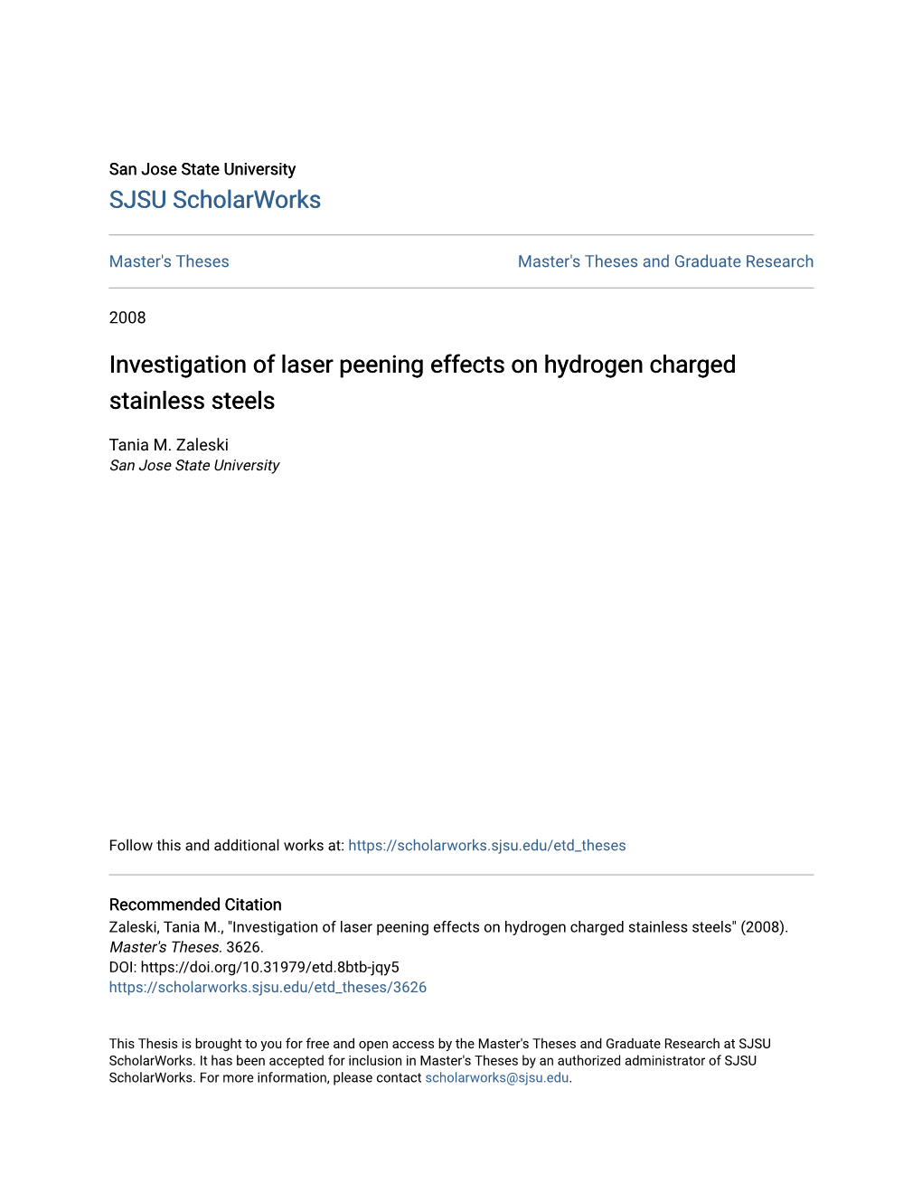 Investigation of Laser Peening Effects on Hydrogen Charged Stainless Steels