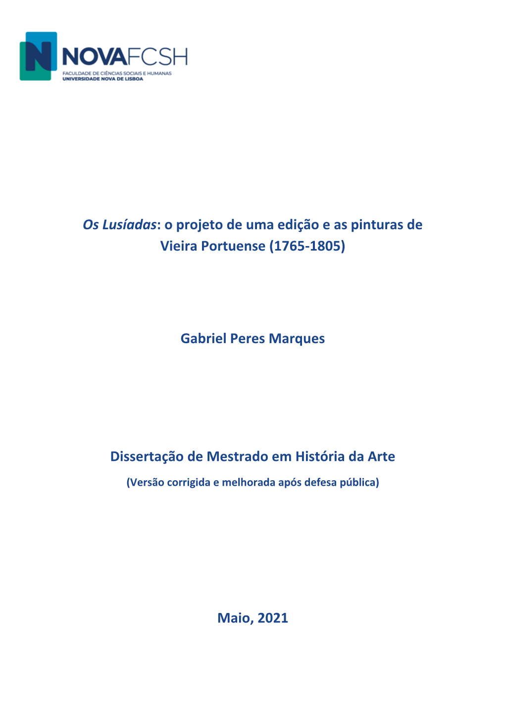 Os Lusíadas: O Projeto De Uma Edição E As Pinturas De Vieira Portuense (1765-1805)