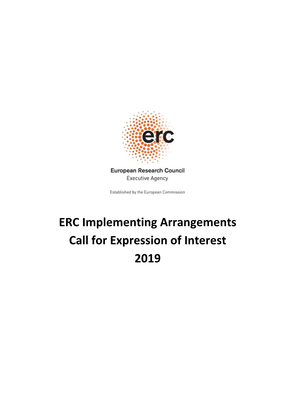 ERC Implementing Arrangements Call for Expression of Interest 2019