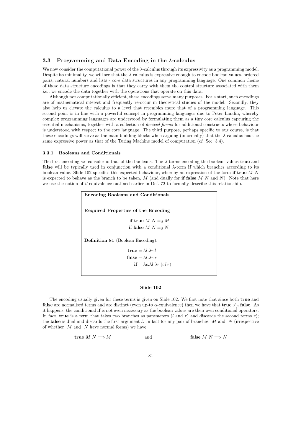 3.3 Programming and Data Encoding in the Λ-Calculus