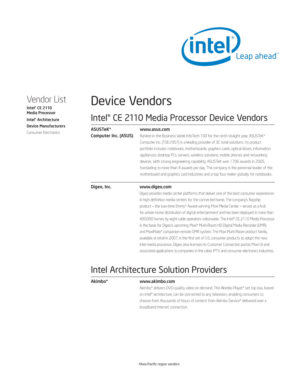 Device Vendors