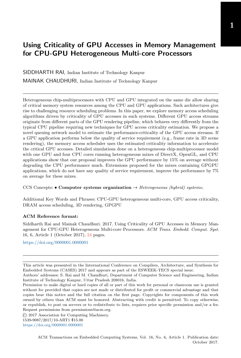 Using Criticality of GPU Accesses in Memory Management for CPU-GPU Heterogeneous Multi-Core Processors