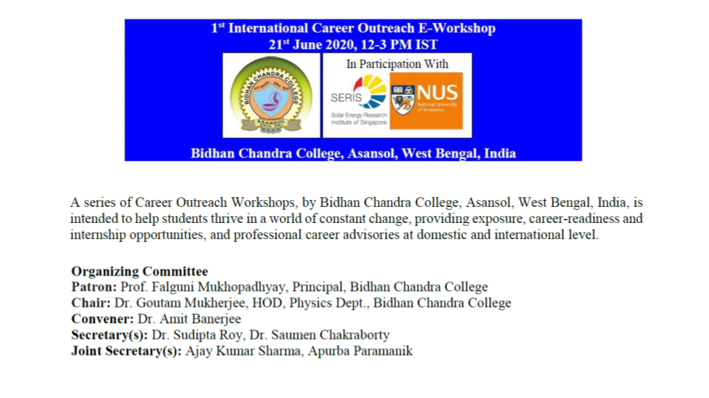 1St International Career Outreach E-Workshop