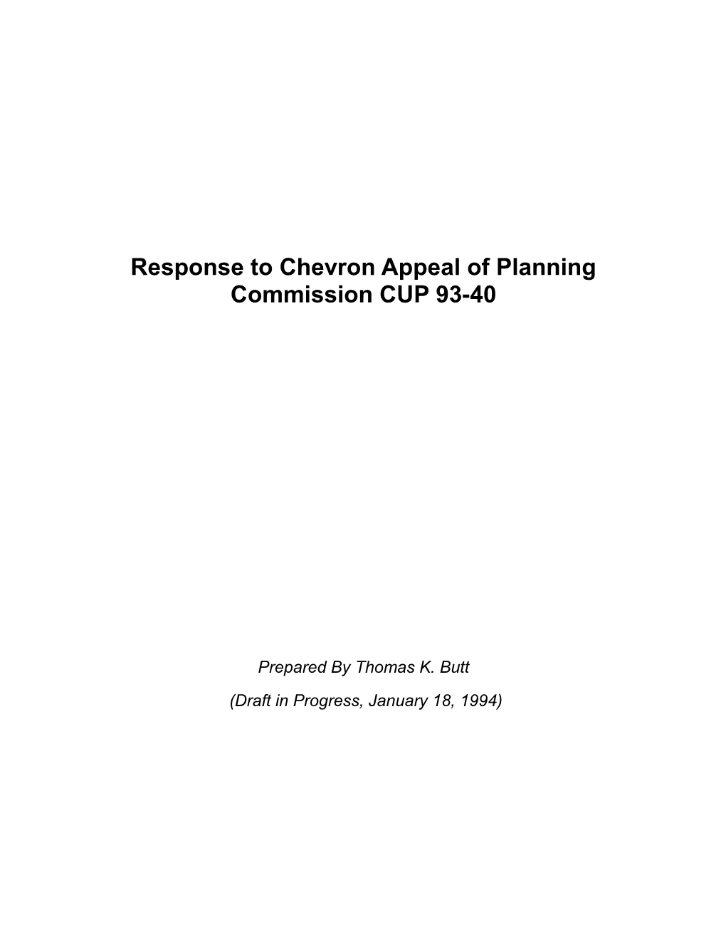 Response to Chevron Appeal of Planning Commission CUP 93-40