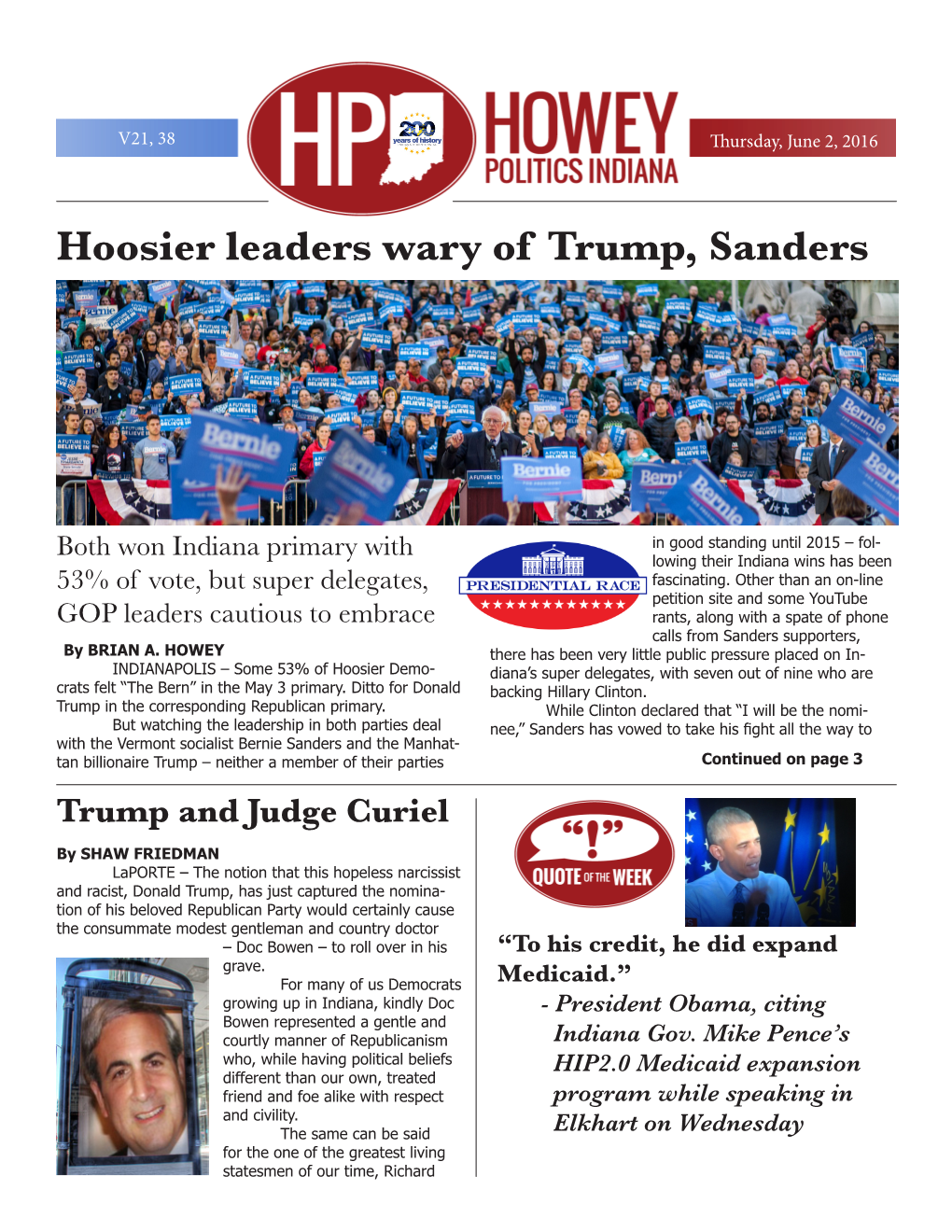 Hoosier Leaders Wary of Trump, Sanders