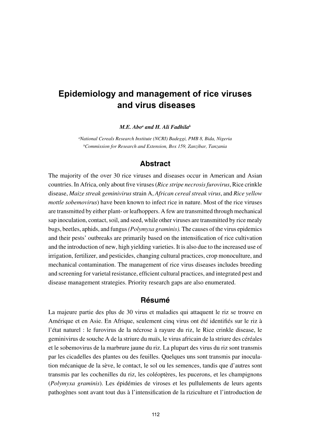 Epidemiology and Management of Rice Viruses and Virus Diseases