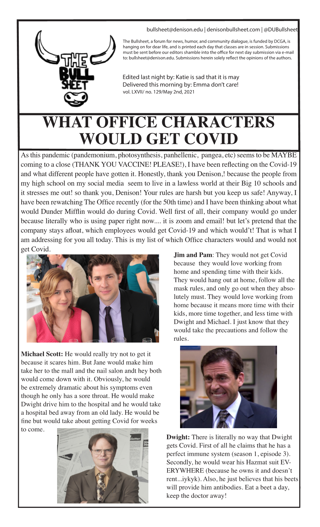 What Office Characters Would Get Covid